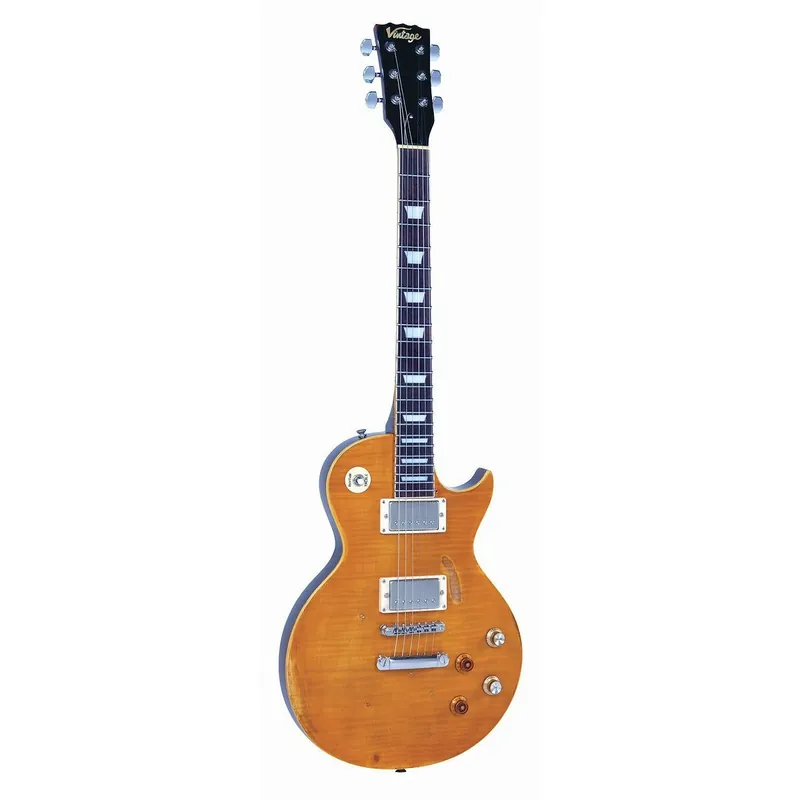 Vintage Icon Series V100MRPGM Electric Guitar, Rosewood Fingerboard - Distressed Lemon Drop Fresh Stock