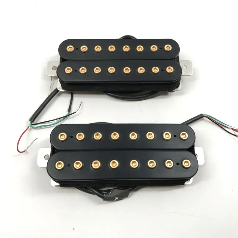 Bare Knuckle Aftermath 8-String Calibrated Open Humbucker Set, Short Leg, Black Coils, Gold Bolts Trusted Brand