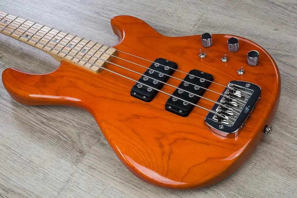 G&L USA L-2000 Electric Bass Maple Neck and Fretboard with 12Radius and Case - Clear Orange Finish Free Delivery