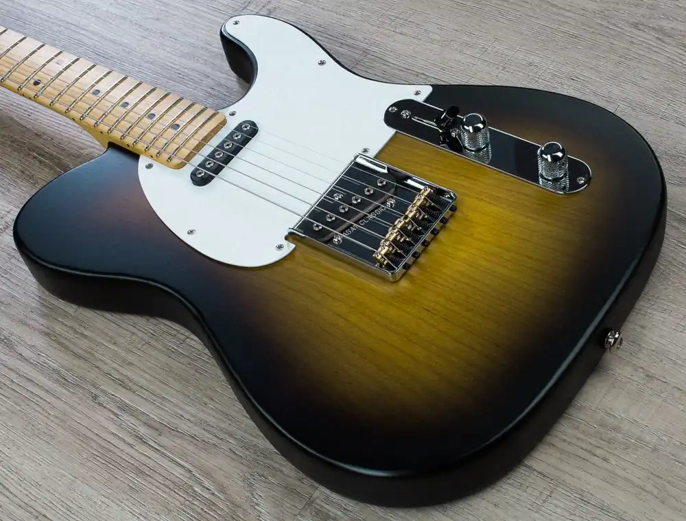 G&L USA ASAT Classic Electric Guitar Maple Neck and Fretboard with Case - 2-Tone Sunburst Frost Finish Top Pick