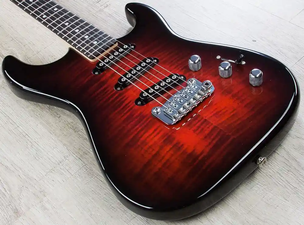 G&L USA S-500 RMC Electric Guitar, Flame Maple Top, Rosewood Fingerboard, Hard Case - Redburst Next Day Delivery