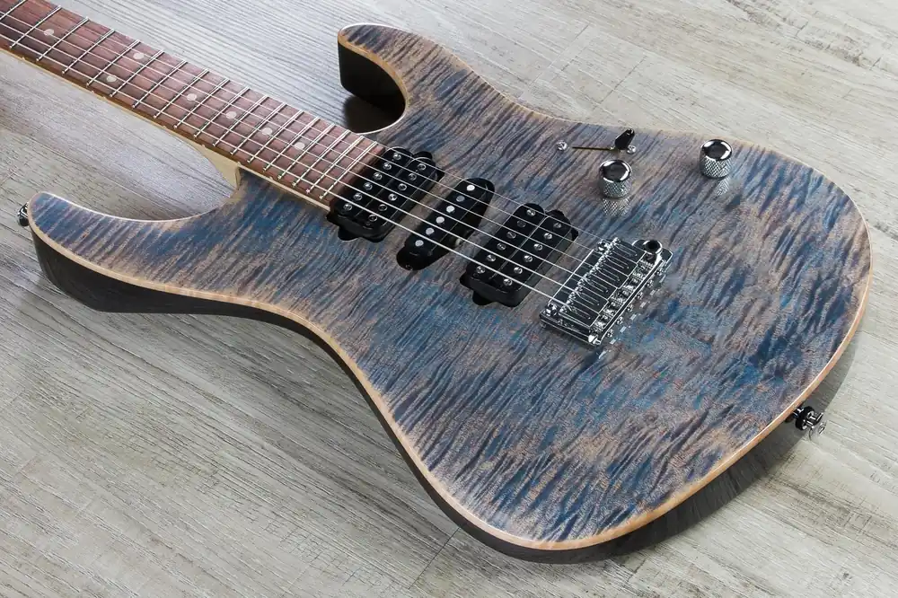 Mega Sale Suhr Modern Pro Electric Guitar, Pau Ferro Fingerboard, Gotoh 510 Bridge, HSH, Gig Bag - Transparent Blue/Denim Slate