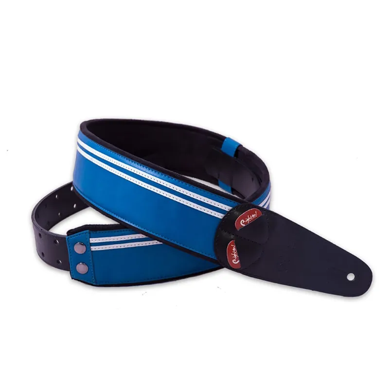 RightOn! Straps Mojo Race Vegan Guitar Strap - Blue Crafted