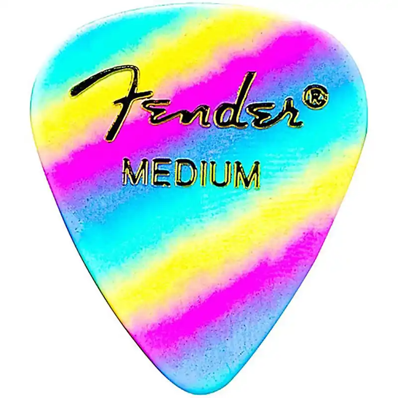 Fender 351 Shape Premium Celluloid Guitar Picks, 12-Pack, Rainbow - Medium Certified