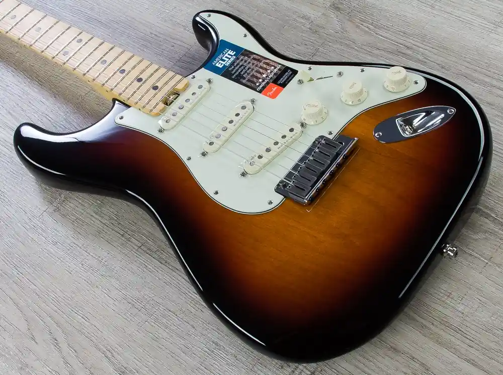 Fender American Elite Stratocaster Electric Guitar, Maple Fingerboard, Hard Case - 3-Tone Sunburst Fast Shipping