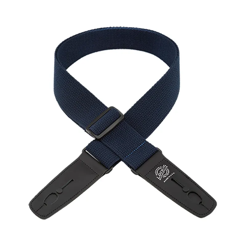 Lock It Straps 2Navy Blue Cotton Guitar Strap with Brown Ends (LIS 051 C2-NVYBLU) Direct From Manufacturer