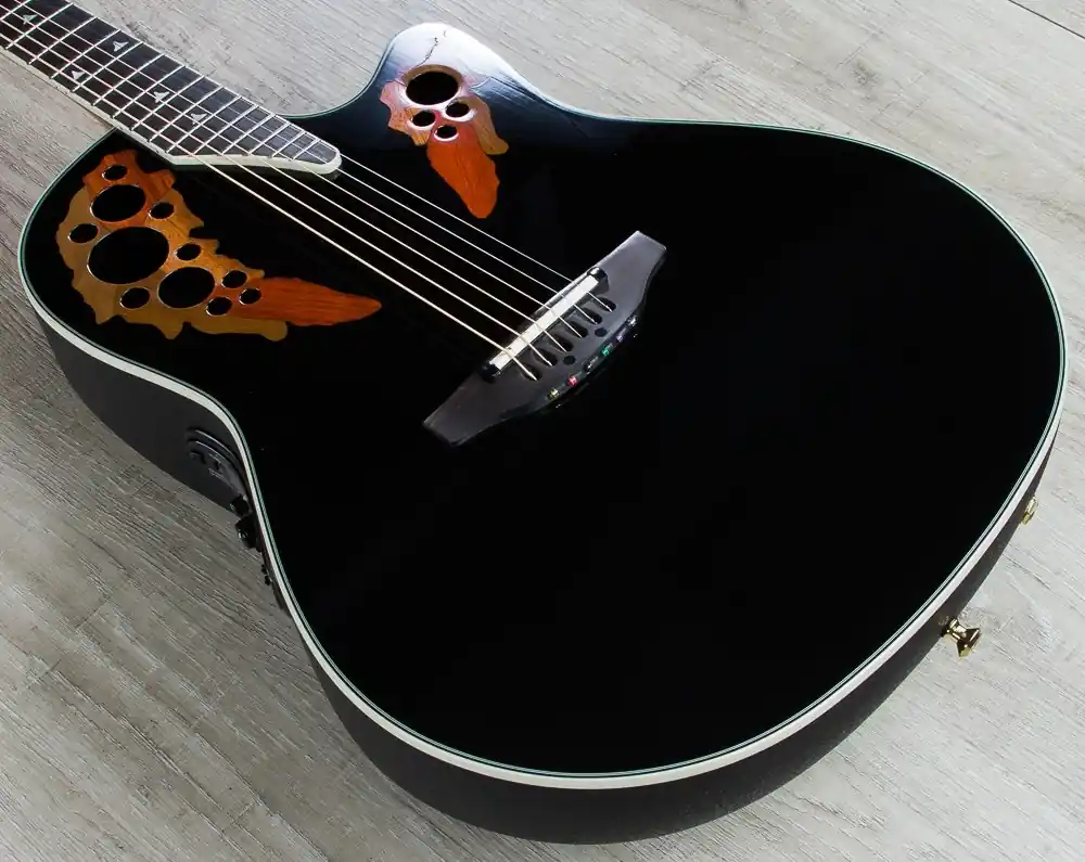 Professional Grade Ovation Elite 2078 AX Deep Contour Acoustic-Electric Guitar with Hard Case - Black