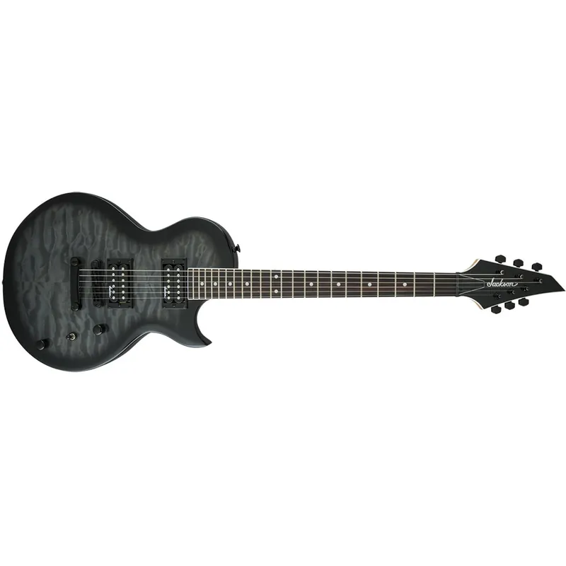 Jackson JS22 Single Cut Electric Guitar with Quilt Maple Top - Trans Black Genuine
