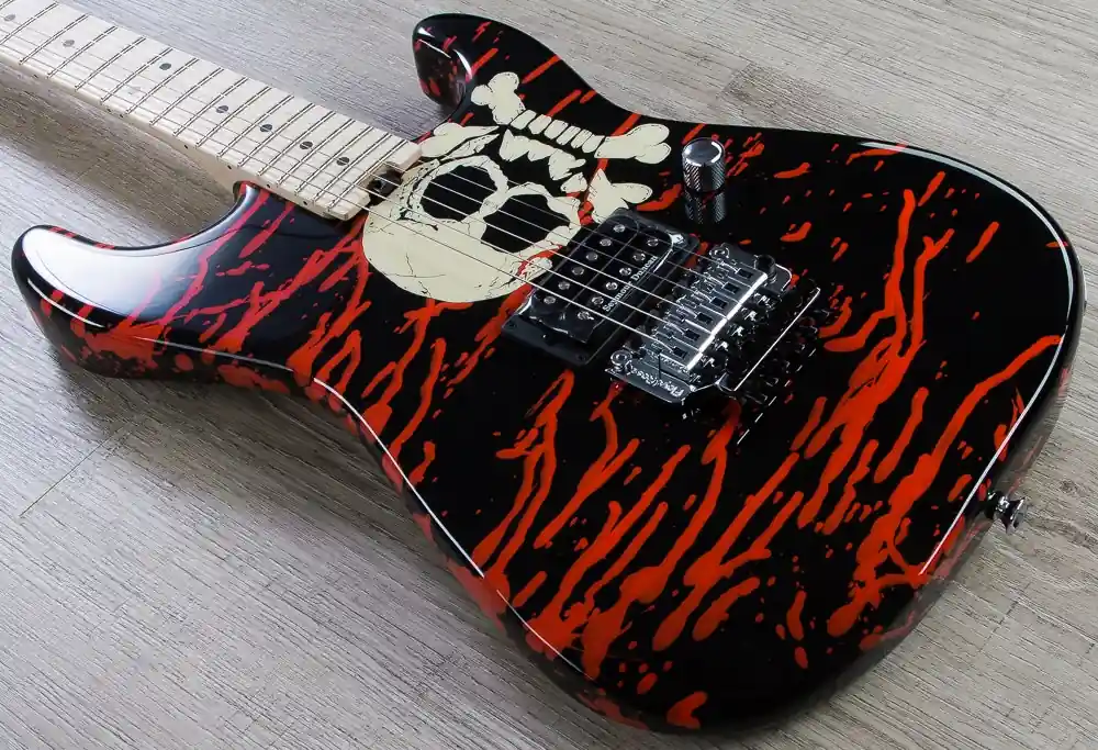 Charvel Pro-Mod San Dimas Custom Shop Warren DeMartini 1 HH Electric Guitar, Floyd Rose - Blood & Skulls Graphic New Arrival