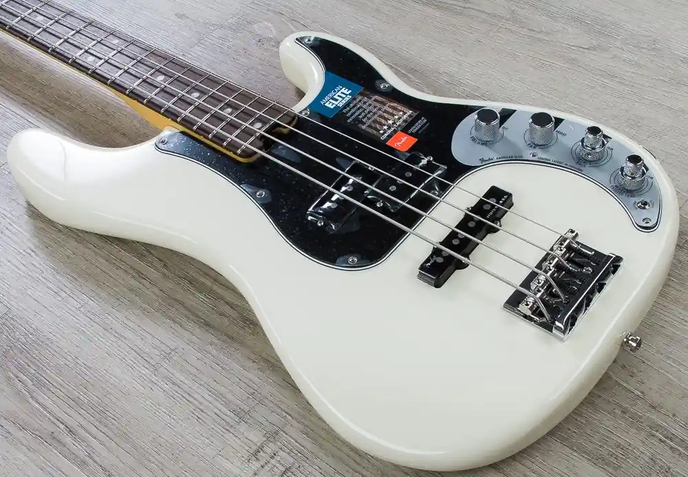 Modern Fender American Elite Precision Bass, Rosewood Fingerboard, Hard Case - Olympic White