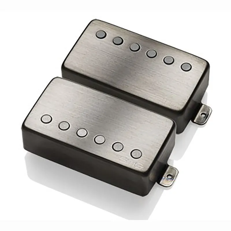 EMG 57/66 Bridge Neck Humbucker Guitar Pickup Set with Long Shaft for Gibson Les Paul - Brushed Black Chrome Exclusive