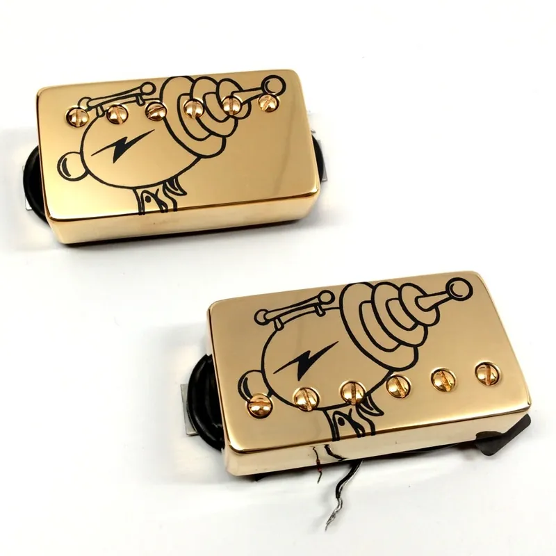 Best Seller Bare Knuckle Rebel Yell Steve Stevens Signature 6-String Calibrated Humbucker Set, Gold Covers, Gold Screws, Ray Gun Etch