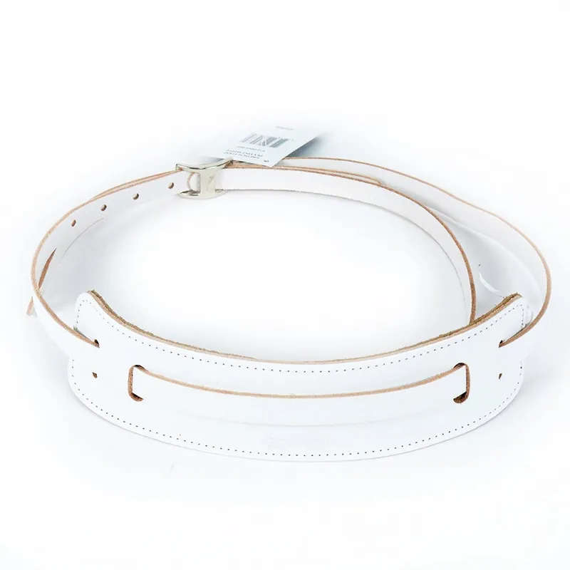 Super Sale Gretsch Deluxe Leather Vintage Style Guitar Strap - White