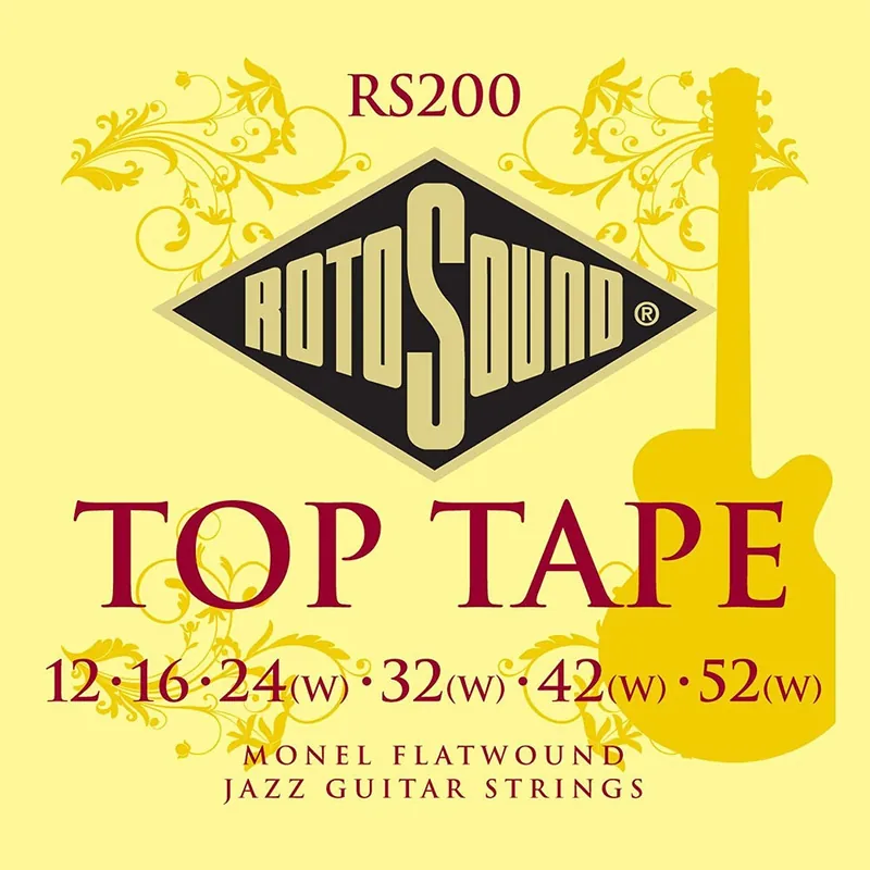 Hot Picks Rotosound RS200 Top Tape Monel Flatwound Electric Guitar String (12-52)