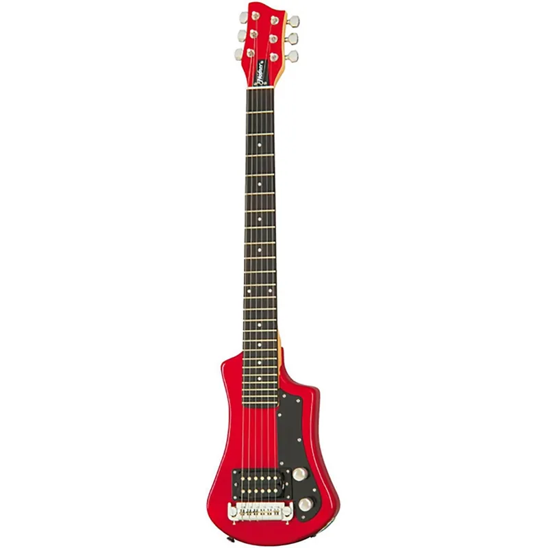 Final Sale Hofner Shorty Electric Travel Guitar with Gig Bag - Red
