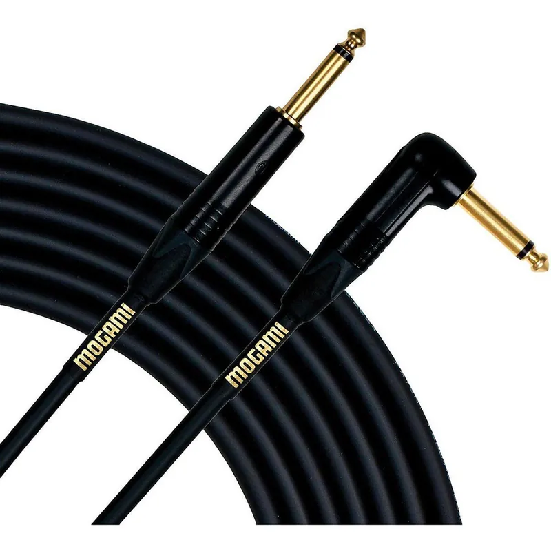 Weekend Sale Mogami Gold Instrument Cable, 1/4TS to Same, Straight to Right-Angle - 6 ft