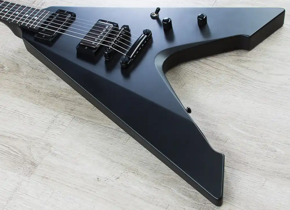 ESP James Hetfield Signature Vulture V-Design Electric Guitar with Form Fit Case - Black Satin Crafted