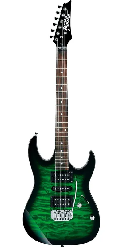 Best Choice Ibanez GRX70QA Gio Series Electric Guitar - Transparent Emerald Green Burst