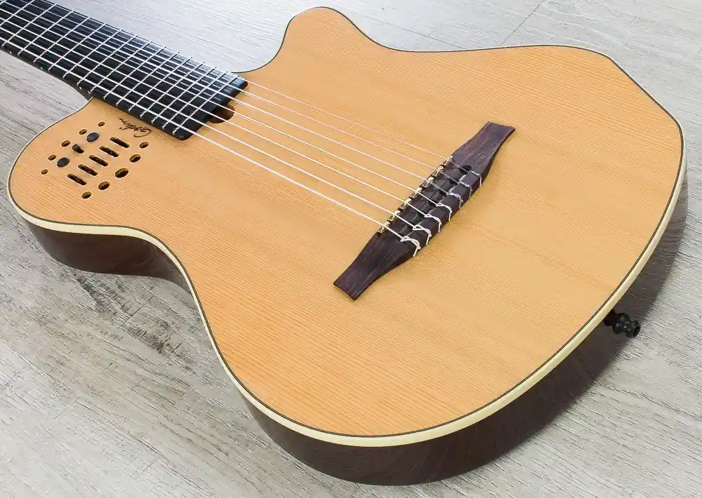 Worldwide Shipping Godin 038114 Multiac Grand Concert 7 7-String (Low B) Acoustic-Electric Guitar with Bag - Natural HG