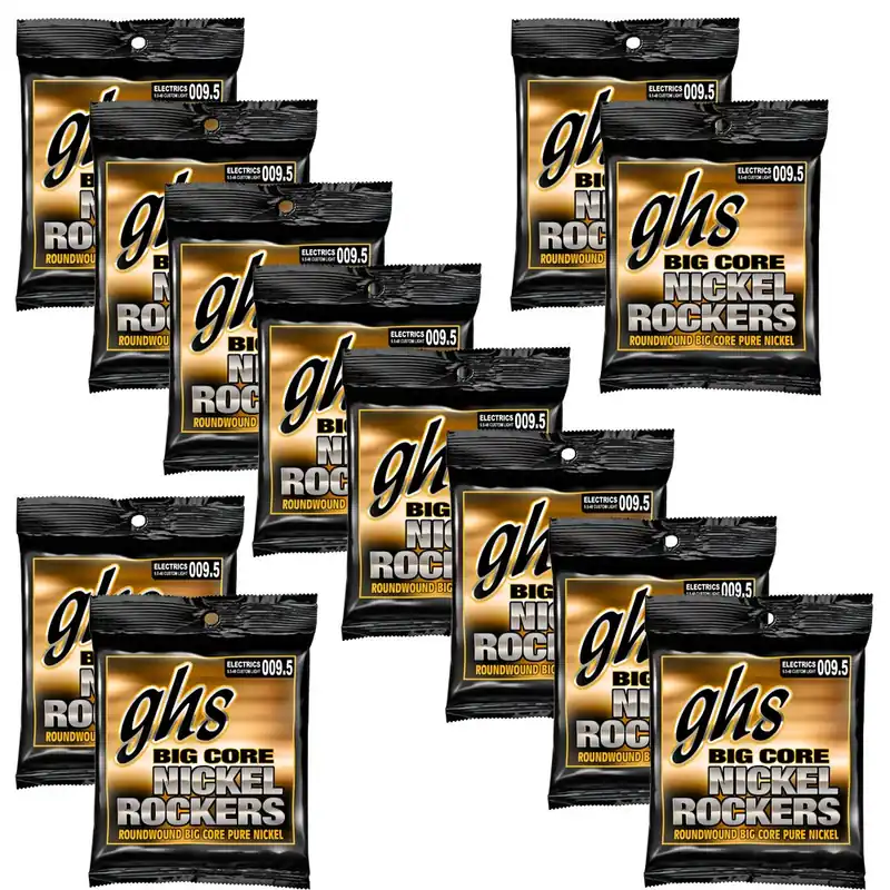 Buy Online 12 Sets of GHS BCCL Big Core Nickel Rockers Custom Light Electric Guitar Strings (9.5-48)