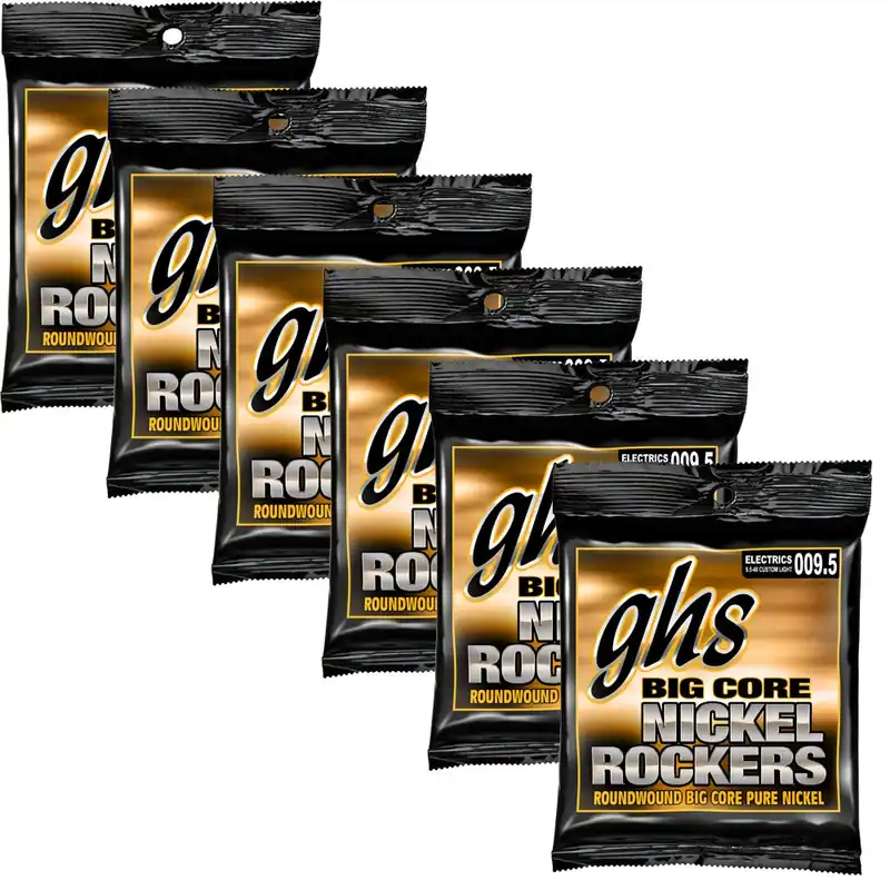6 Sets of GHS BCCL Big Core Nickel Rockers Custom Light Electric Guitar Strings (9.5-48) Fan Favorite