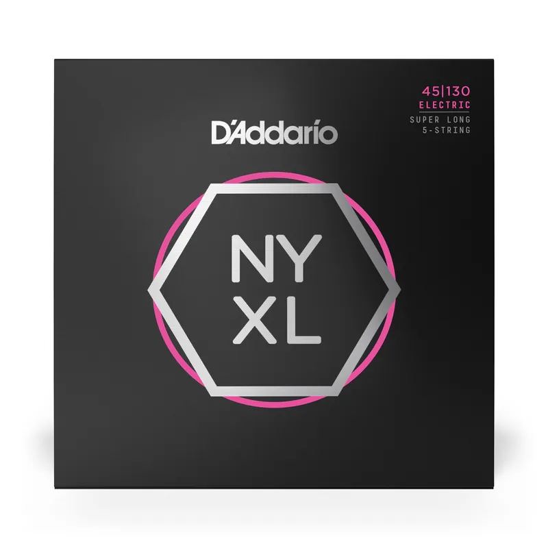 D'Addario NYXL 45130SL Super Long Scale Regular Light 5-String Bass Strings (45-130) Crafted