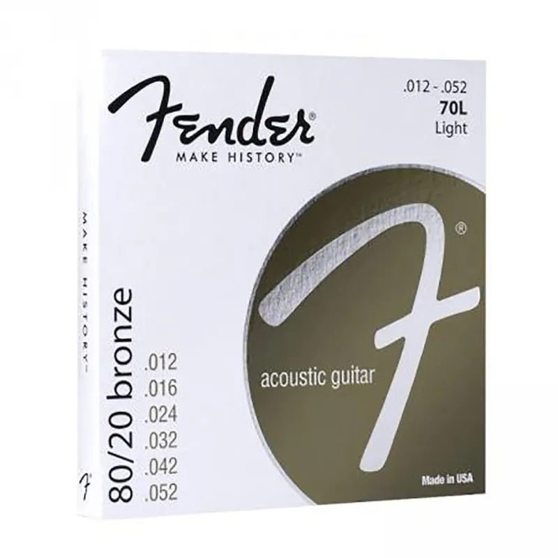 Fender 70L 80/20 Bronze Light Acoustic Guitar Strings (12-52) New Arrival