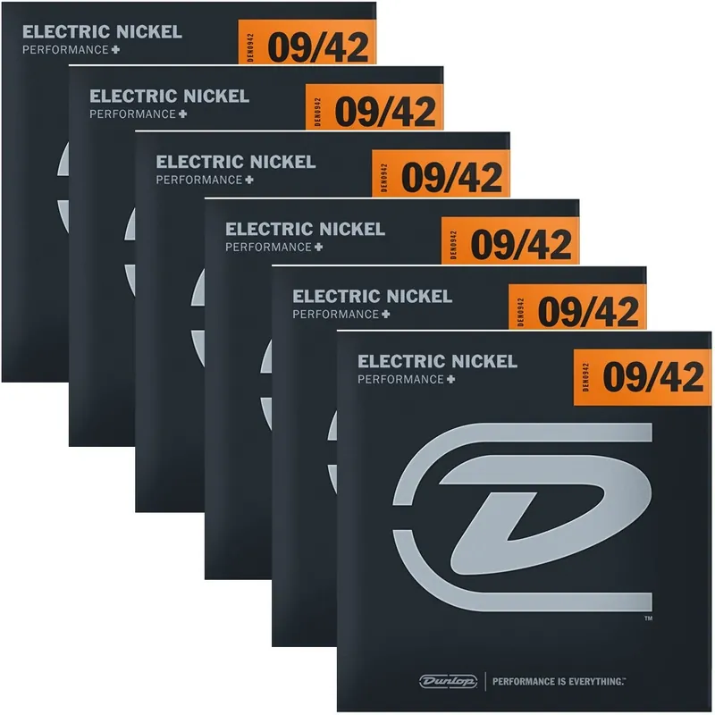 Time-Limited 6 Sets of Dunlop DEN0942 Nickel Plated Steel Light Electric Guitar Strings (09-42)