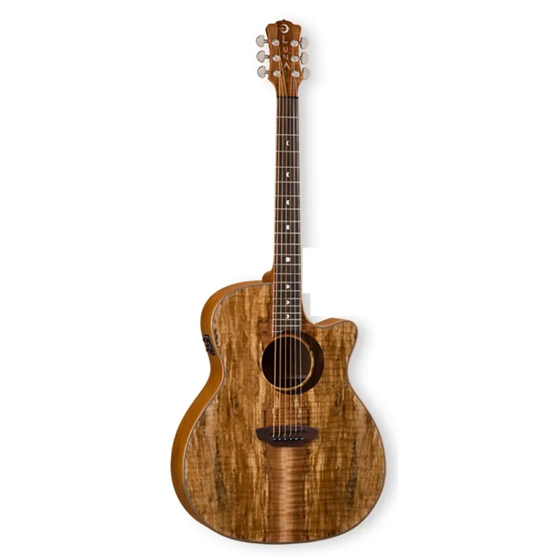Luna WL SPALT Woodland Spalted Maple Grand Concert Acoustic/Electric Guitar Same Day Shipping