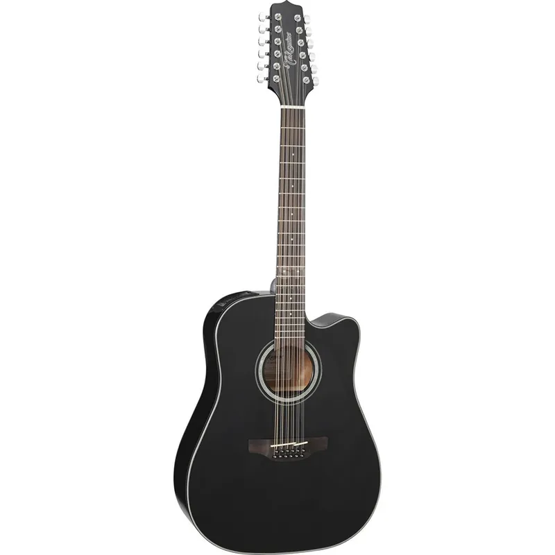 Worldwide Shipping Takamine GD30CE-12 Dreadnought Cutaway 12-String Acoustic-Electric Guitar (Black)
