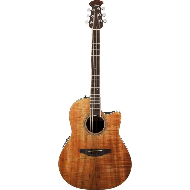 Authentic Ovation CS24P Celebrity Standard Plus Mid Depth Cutaway Figured Koa Top Acoustic-Electric Guitar - Natural