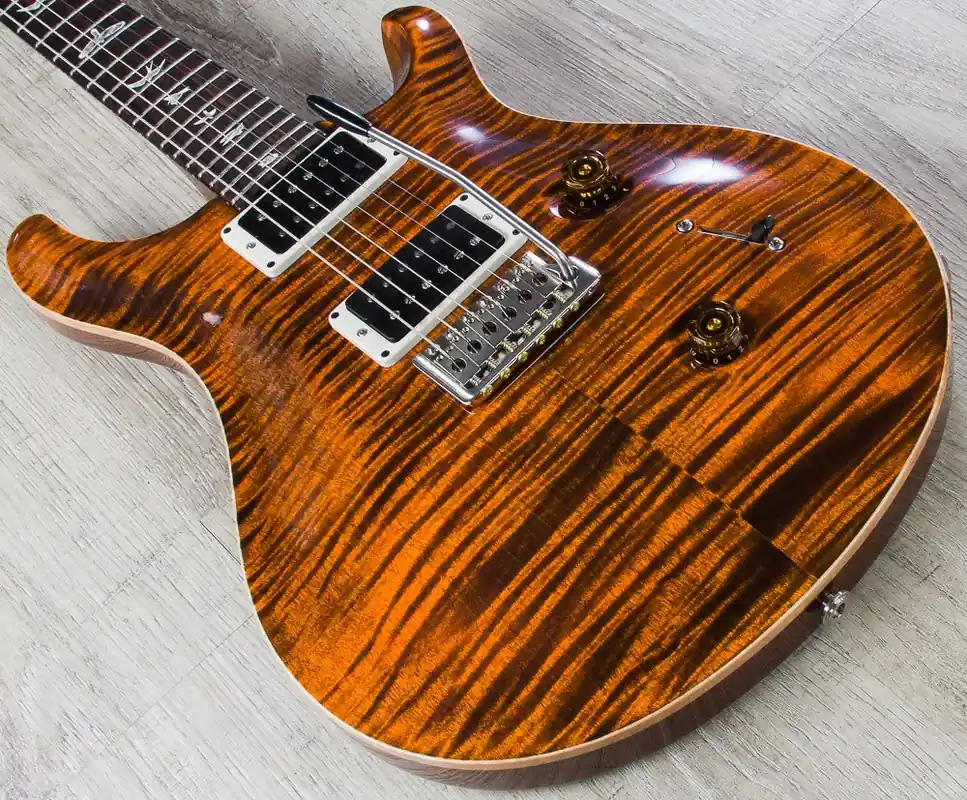 PRS Paul Reed Smith Custom 24 Electric Guitar, 10 Top, Pattern Thin, Hard Case - Orange Tiger (2015) In Demand