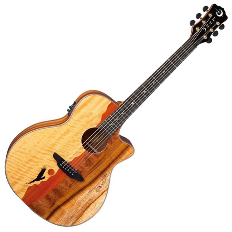 Instant Buy Luna ART NOUVEAU Vista Eagle Grand Auditorium Acoustic-Electric Guitar with Hard Case
