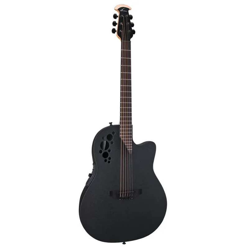 Low Price Ovation 1778TX-5 Elite Mid Depth Acoustic-Electric Guitar in Black