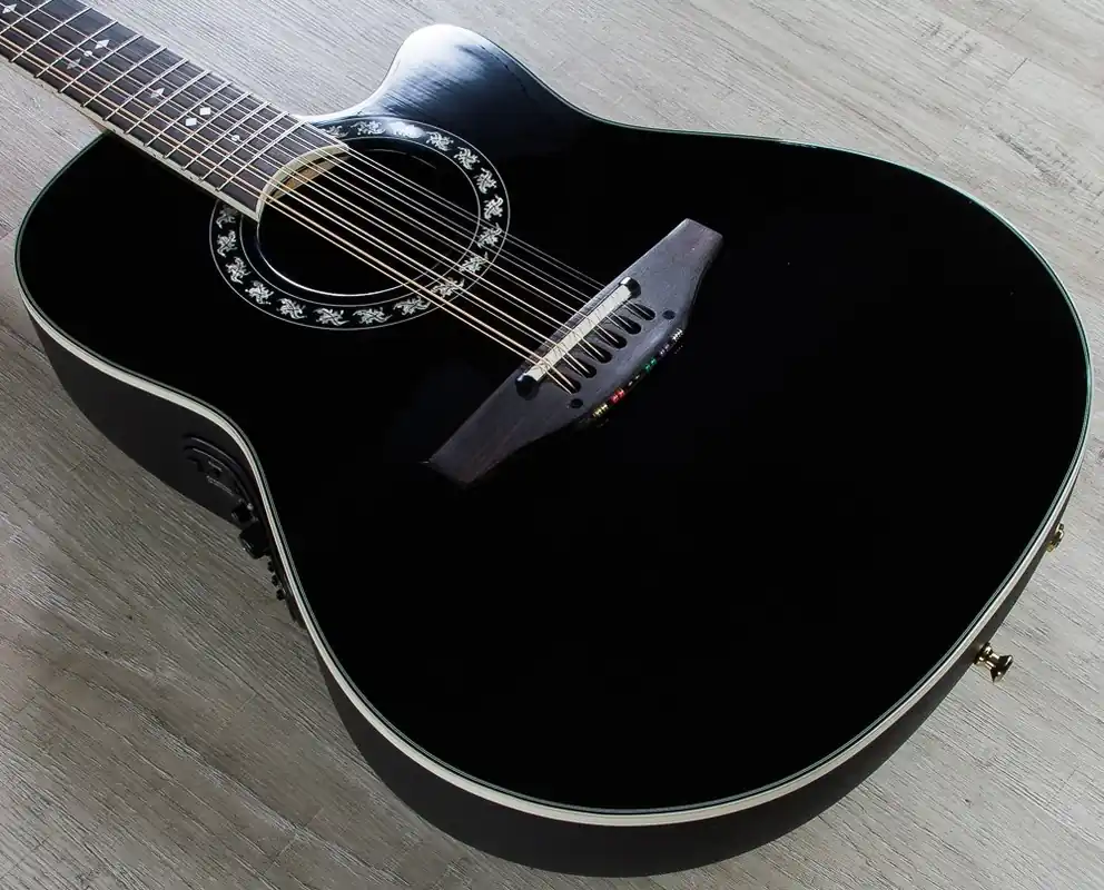 One Day Deal Ovation 2056AX-5 Pro Legend 12-String Deep Contour Cutaway Acoustic-Electric Guitar in Black with Hard Case