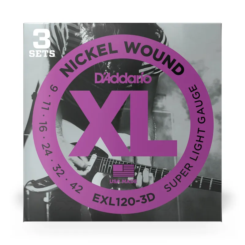 Top Rated 3 Sets of D'Addario EXL120 Nickel Wound Super Light Electric Guitar Strings (9-42)