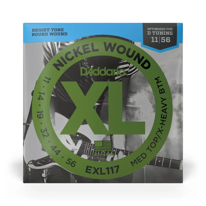 D'Addario EXL117 Nickel Wound Medium Top/Extra-Heavy Bottom Electric Guitar Strings (11-56) Express Delivery