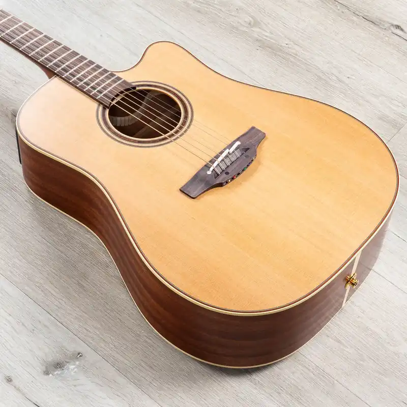 Seasonal Sale Takamine P3DC Dreadnought Cutaway Acoustic-Electric Guitar, Satin Natural Cedar