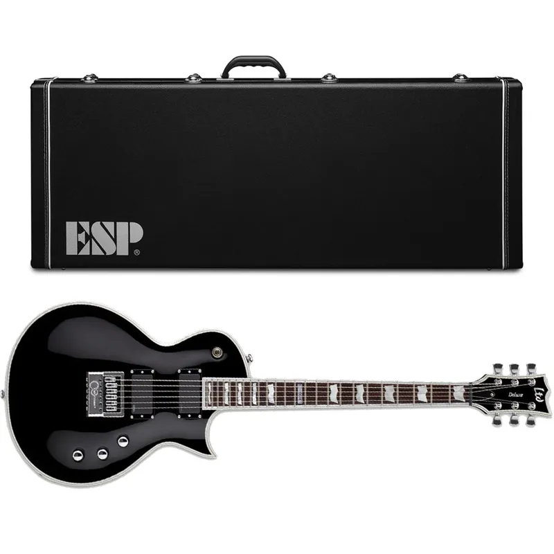 Affordable ESP LTD Deluxe EC-1000 Evertune Electric Guitar, EMG Pickups, Hard Case - Black Finish