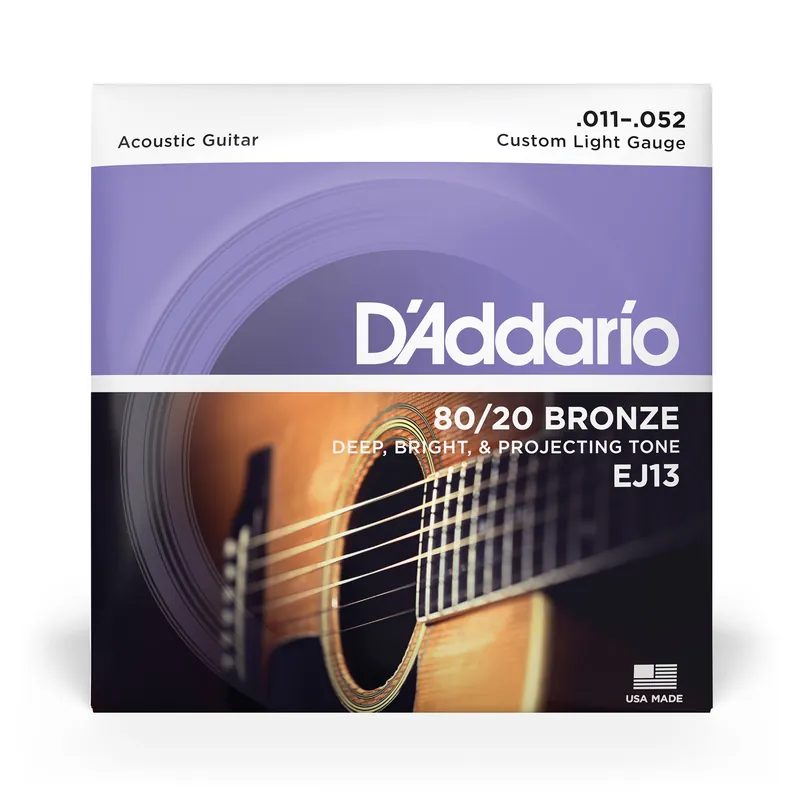 Fresh Stock D'Addario EJ13 80/20 Bronze Custom Light Acoustic Guitar Strings (11-52)