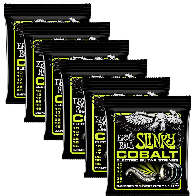 6 Sets of Ernie Ball 2721 Cobalt Power Slinky Regular Electric Guitar Strings (10-46) Editor’s Pick