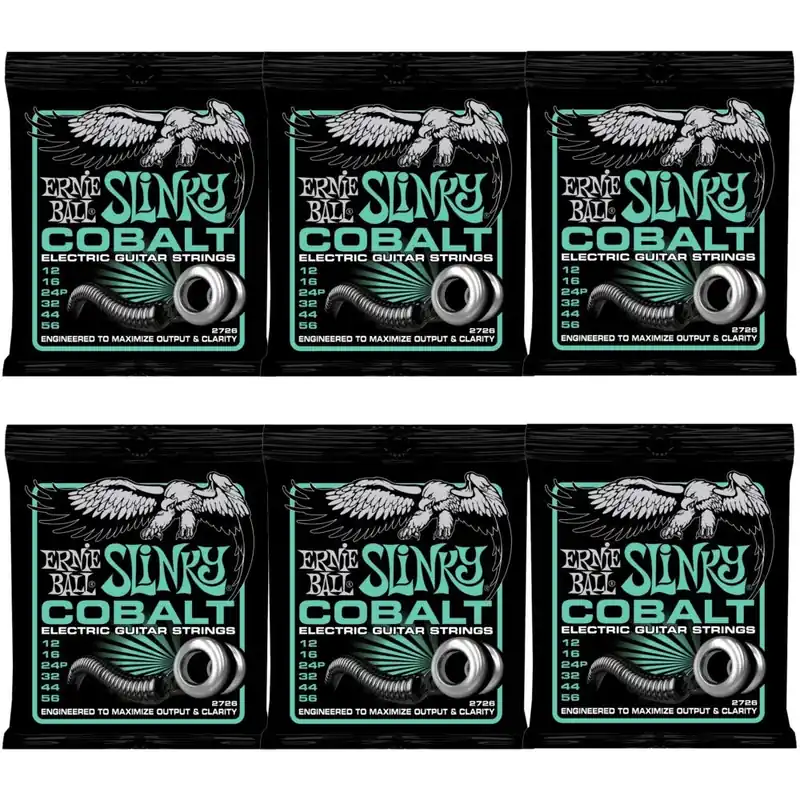 6-Pack Ernie Ball 2726 Cobalt Not Even Slinky Electric Guitar Strings (12-56) In Demand