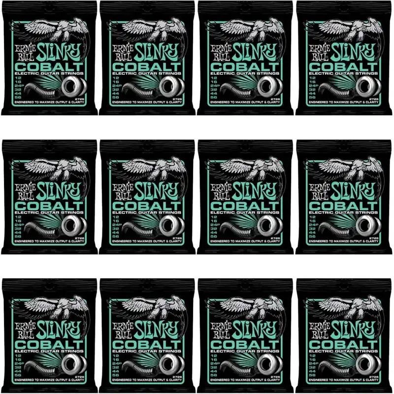 12-Pack Ernie Ball 2726 Cobalt Not Even Slinky Electric Guitar Strings (12-56) Best Seller