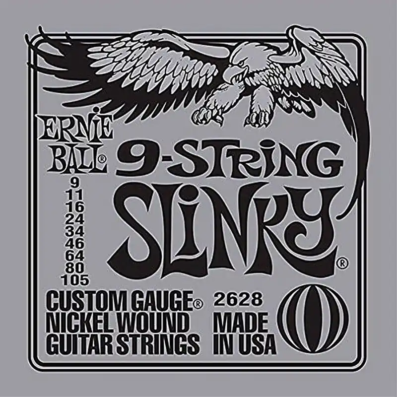 Ernie Ball 2628 9-String Slinky Nickel Wound Electric Guitar Strings (.009 -.105) Fan Favorite