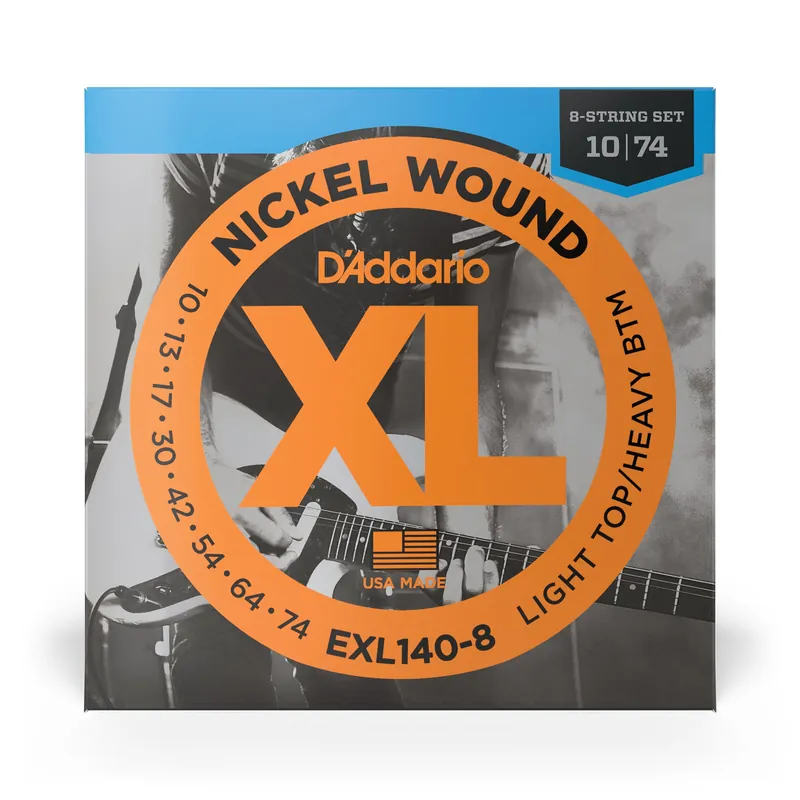 D'Addario EXL140-8 Nickel Wound 8-String Light Top/Heavy Bottom Electric Guitar Strings (10-74) While Supplies Last