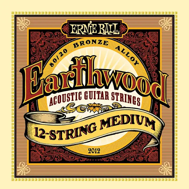 Ernie Ball 2012 Earthwood 12-String Medium 80/20 Bronze Acoustic Guitar Strings (11-52) High Quality