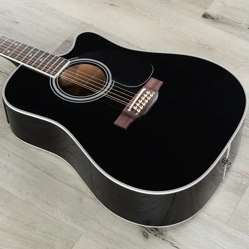 Crafted Takamine EF381SC 12-String Single Cutaway Acoustic/Electric Guitar with Hard Case