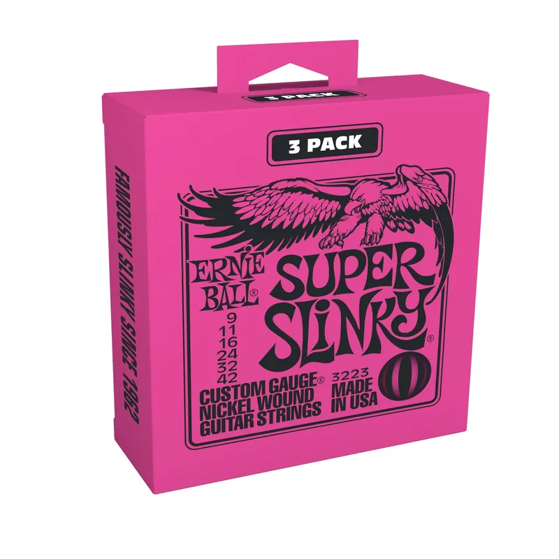 Crafted Ernie Ball 3223 Super Slinky Nickel Wound Electric Guitar Strings 2223 3-Pack (9-42)