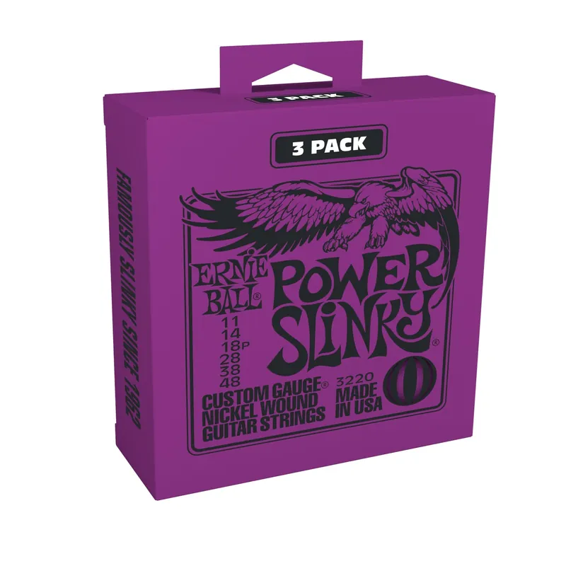 Ernie Ball 3220 Power Slinky Nickel Wound Electric Guitar Strings 2220 3-Pack (11-48) Factory Price