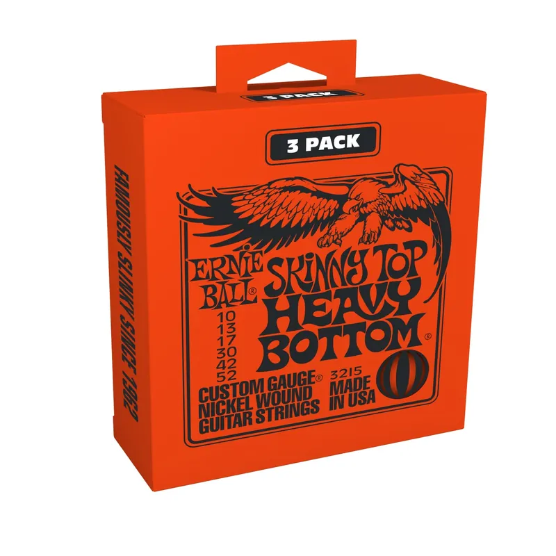 Reduced Price Ernie Ball 3215 Skinny Top Heavy Bottom Nickel Wound Electric Guitar Strings 2215 3-Pack (10-52)